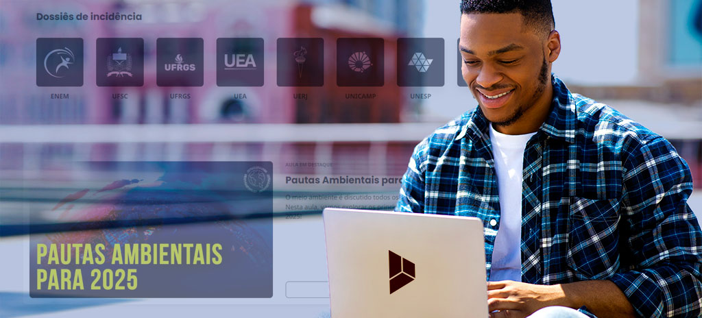 estudante com background da home da plataforma aprova total