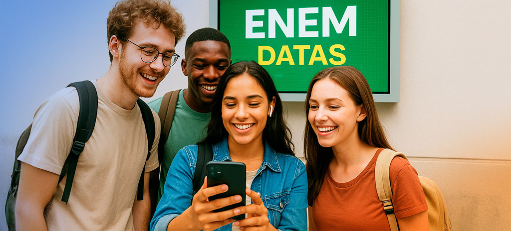 estudantes conferindo datas do enem