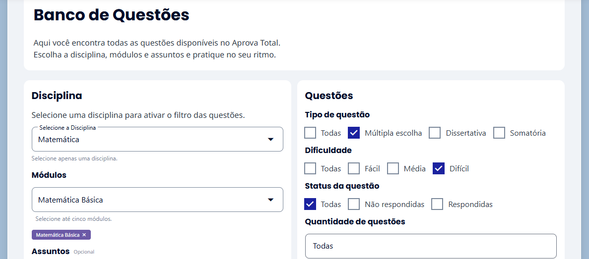 Banco de questões Aprova Total