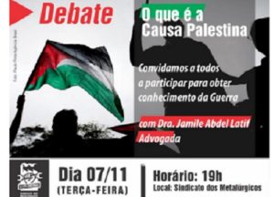 PT debate Israel e Palestina hoje em Americana