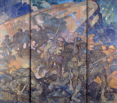 1. Sir Frank Brangwyn, A Tank in Action, tempera, 366 x 376, 1925-­‐1926, National Museum Wales