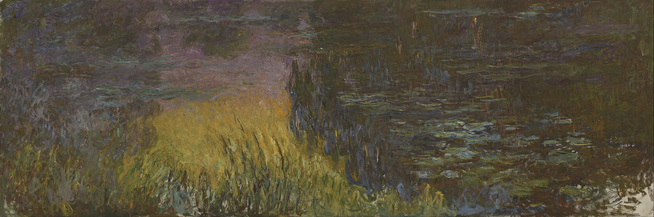 Monet, Nymphéas, Soleil couchant, 1914-1926, 200 × 600, Musée de l'Orangerie, Paris