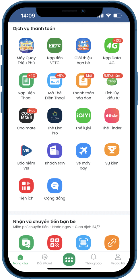 Screenshot of the Ipay9 app dashboard showing game lobby and balance