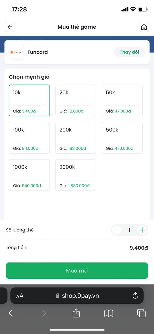mua thẻ funcard