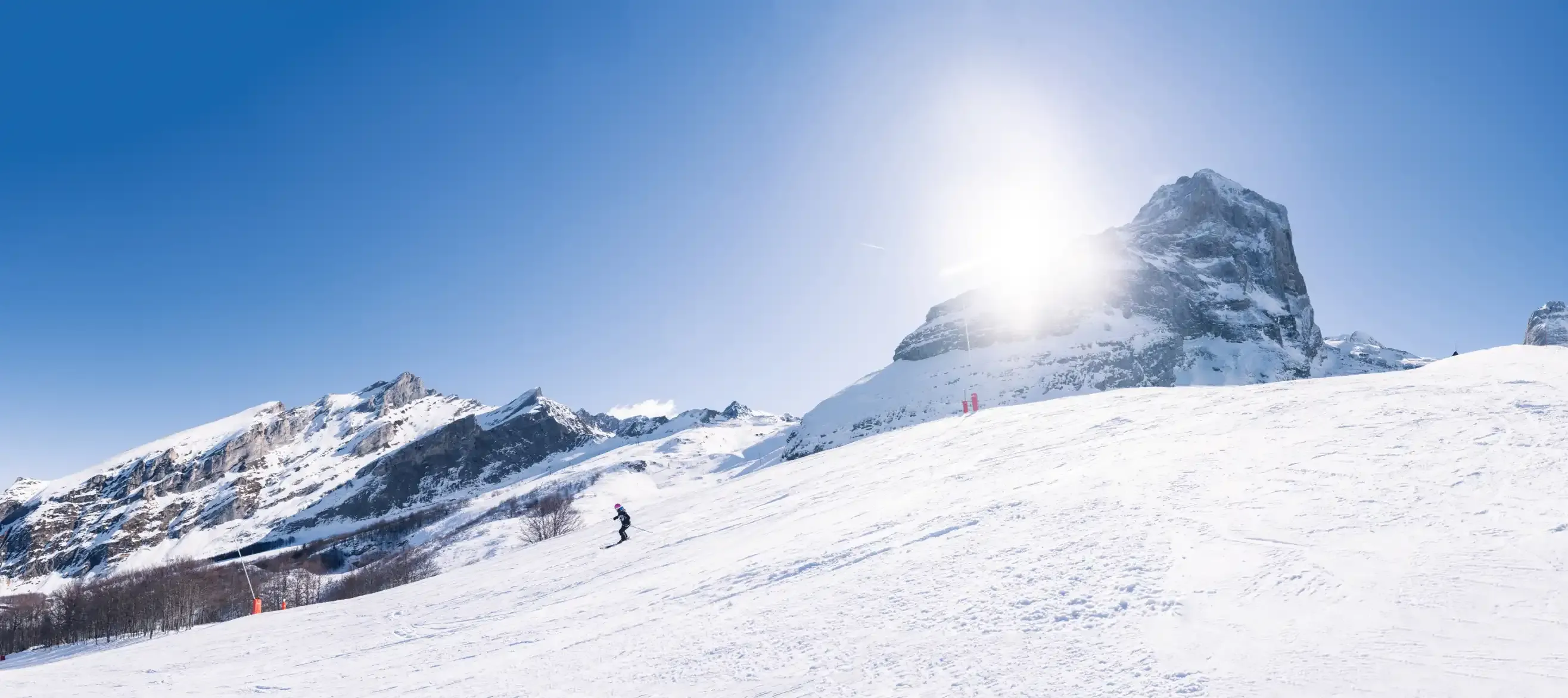 Gourette landscape with a skier