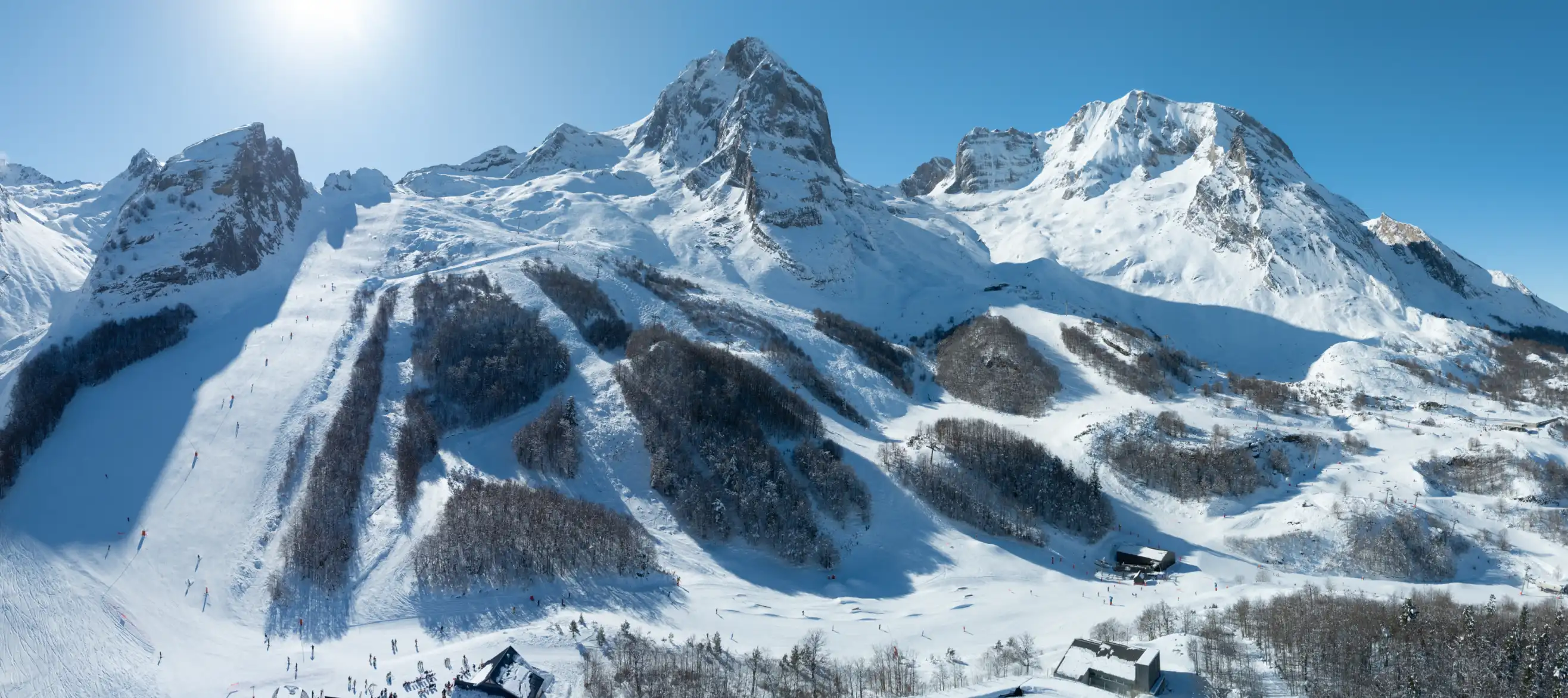 The Gourette ski resort under the snow