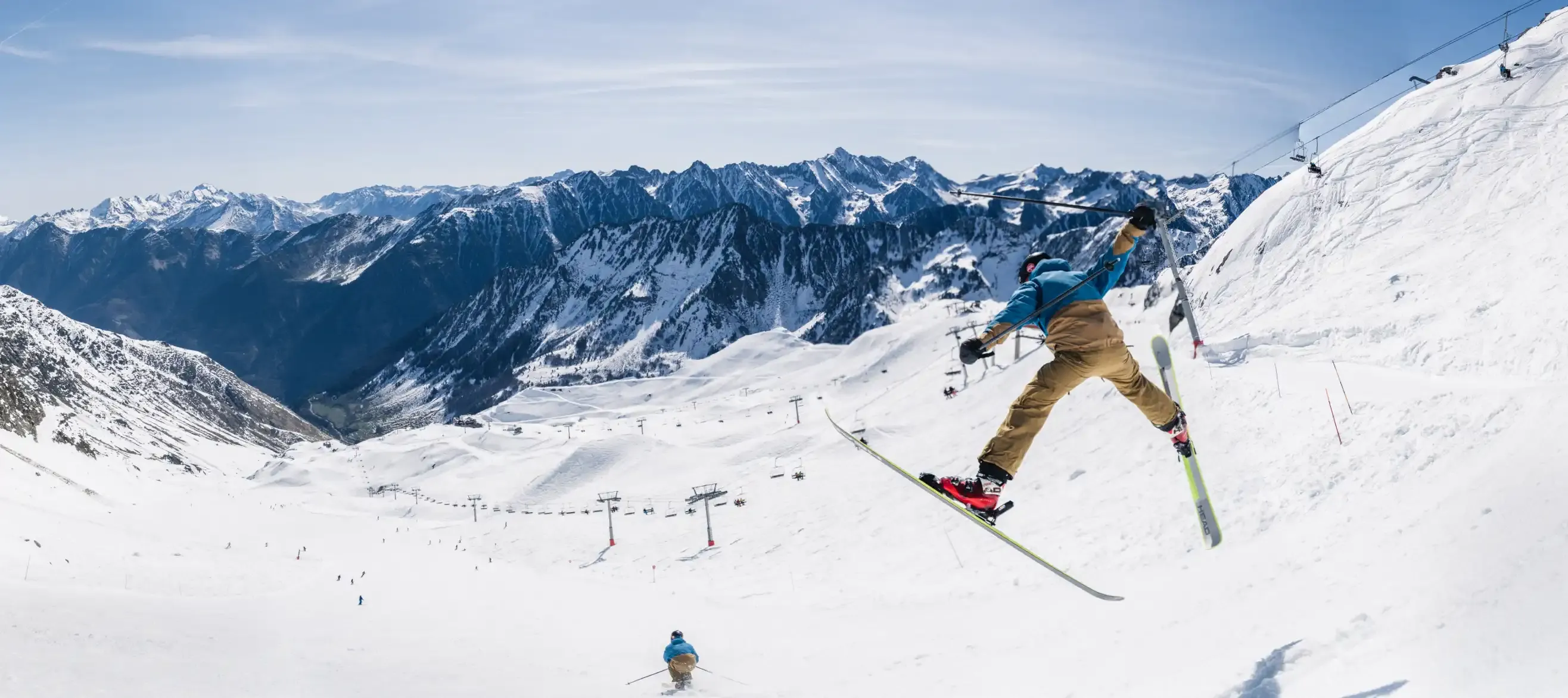 skier making a run on the slopes of La Mongie