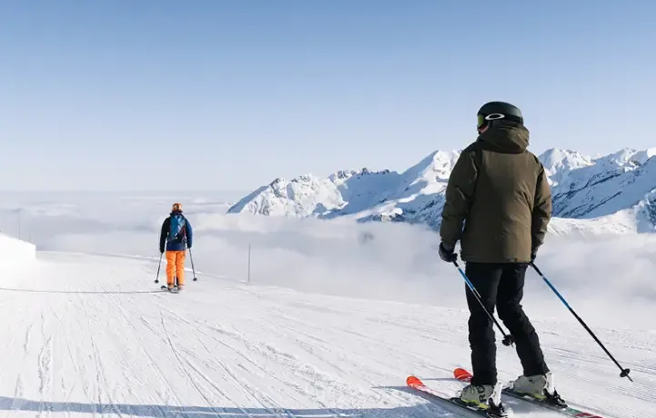 Skiers in the Pyrenees