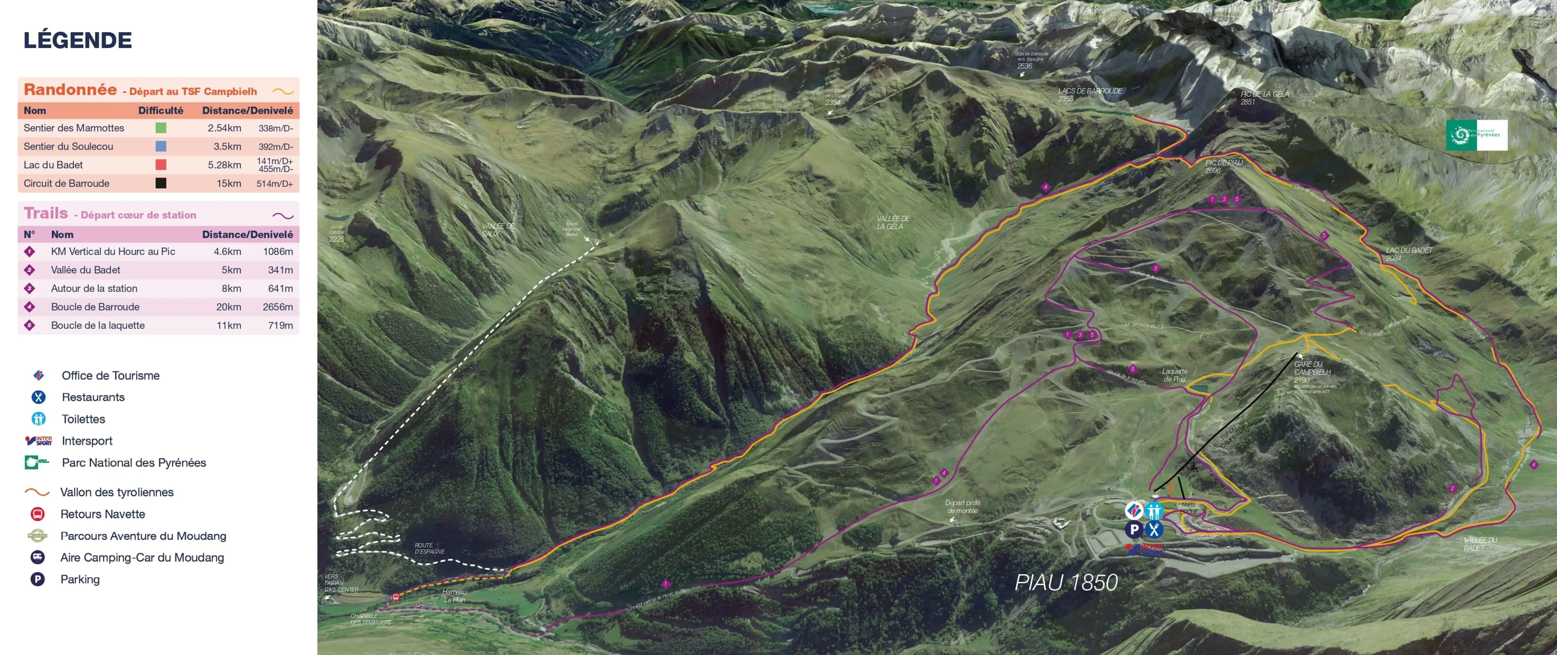 Piau Engaly Plan des pistes de Rando