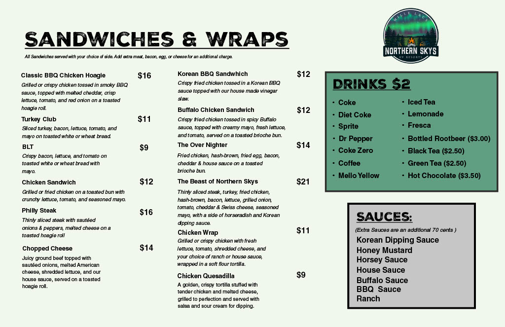 Restaurant menu page 2
