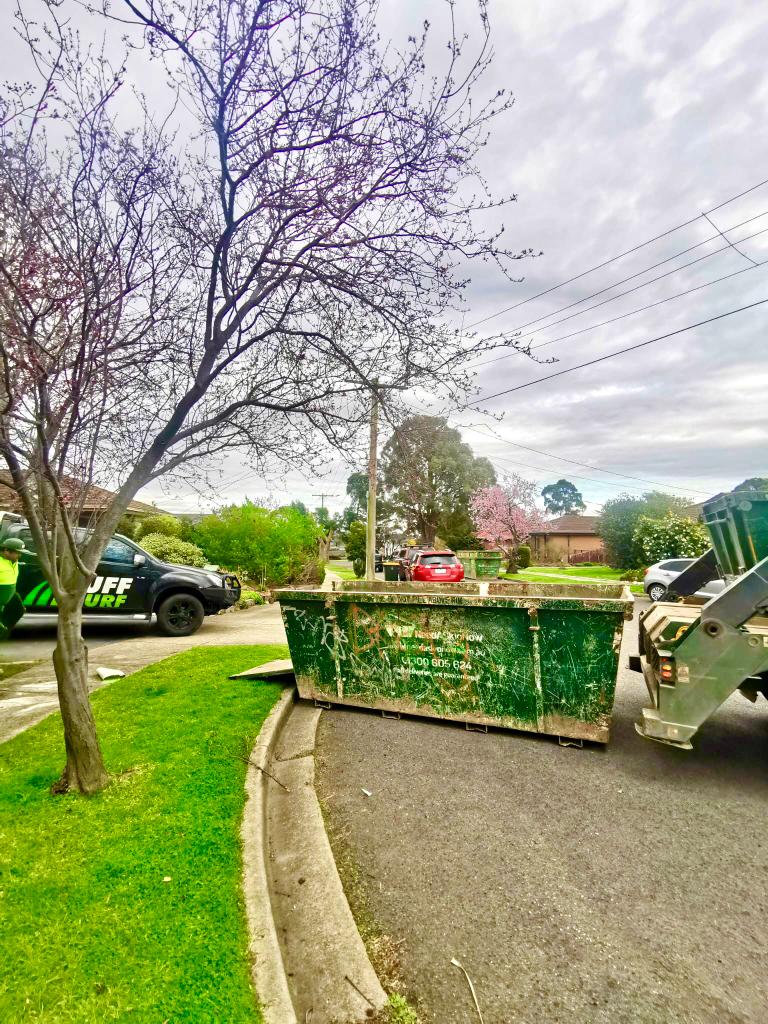 skip bin on a road