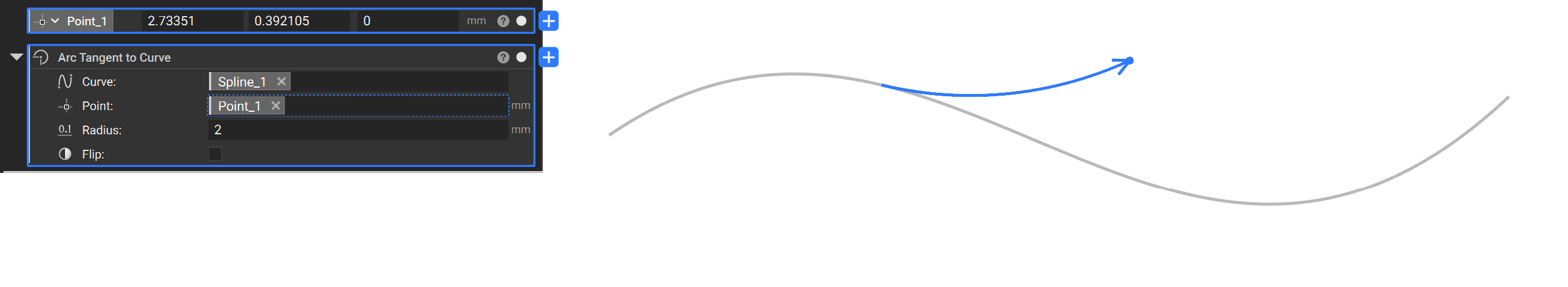 Arc Tangent to Curve