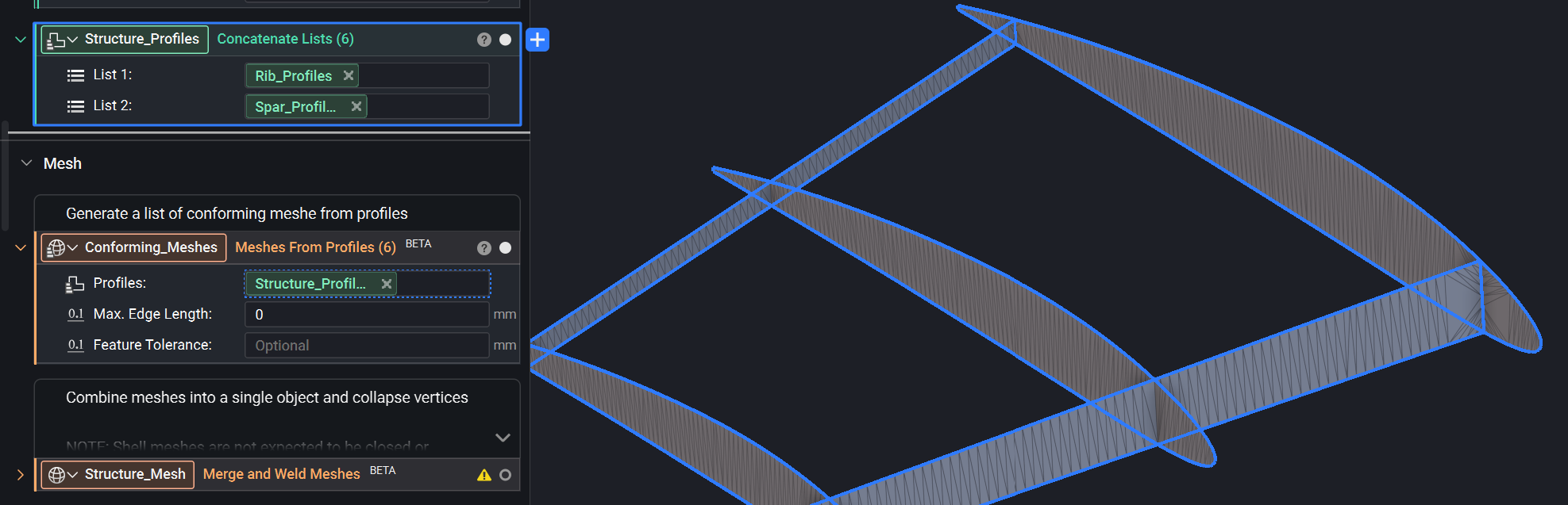 Meshes from Profiles block generating conforming meshes