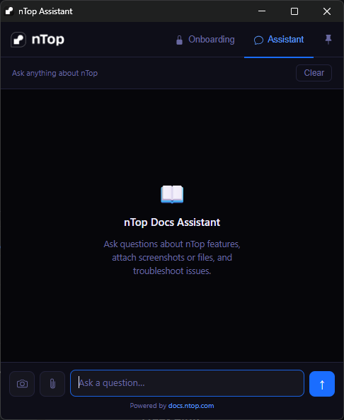 nTop Assistant window with Onboarding and Assistant tabs