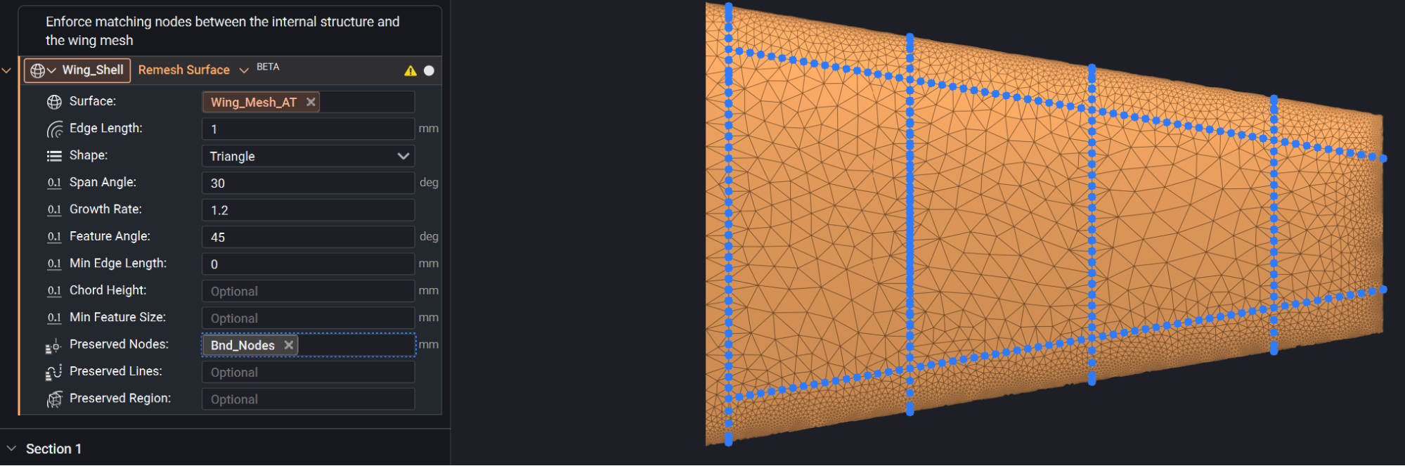 Remesh Surface block preserving lines and regions during remeshing