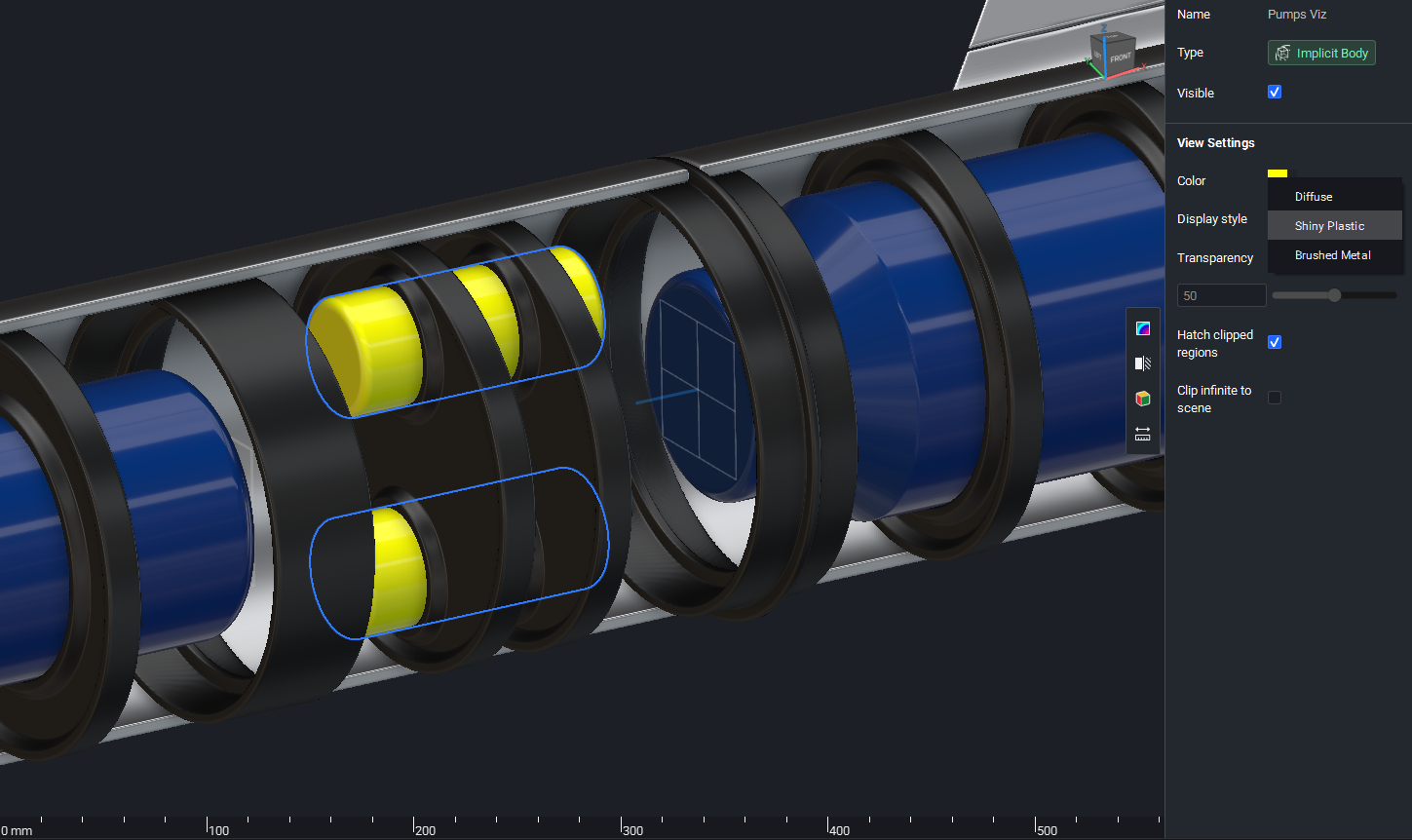 Display style dropdown in the right side panel