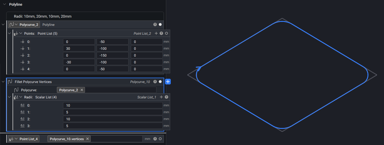 Fillet Polycurve Vertices