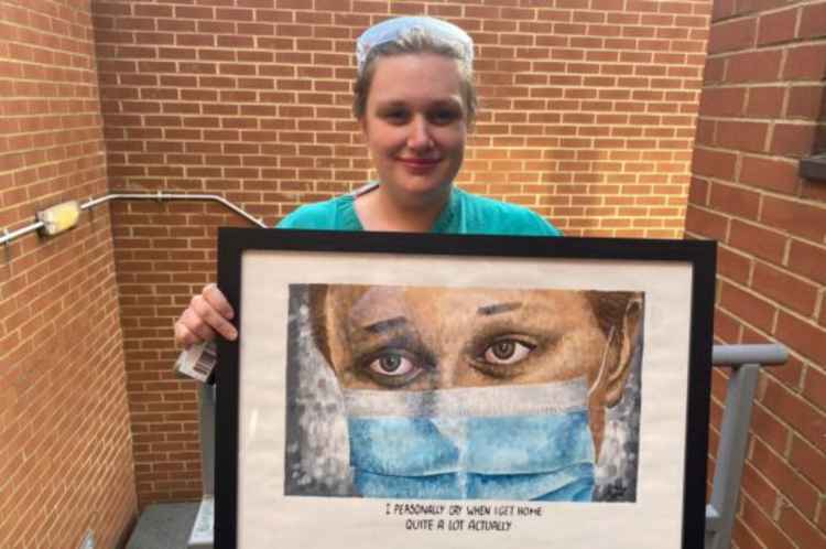 Nurse Hannah Packham with her surprise painting