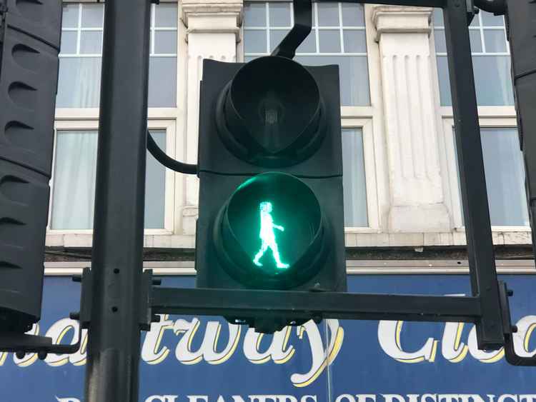 The 'green woman' has been installed to celebrate International Women's Day