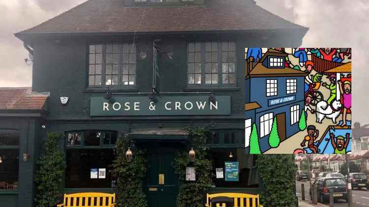 The Rose and Crown was featured in Ben Poultney's 'Tooting' print