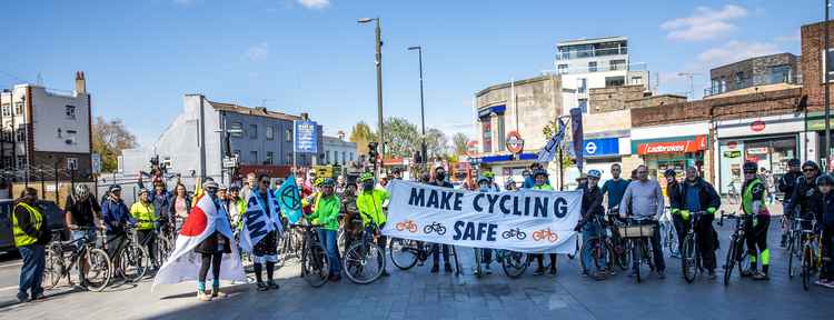 Riders assemble at Colliers Wood. Credit @paulgapper