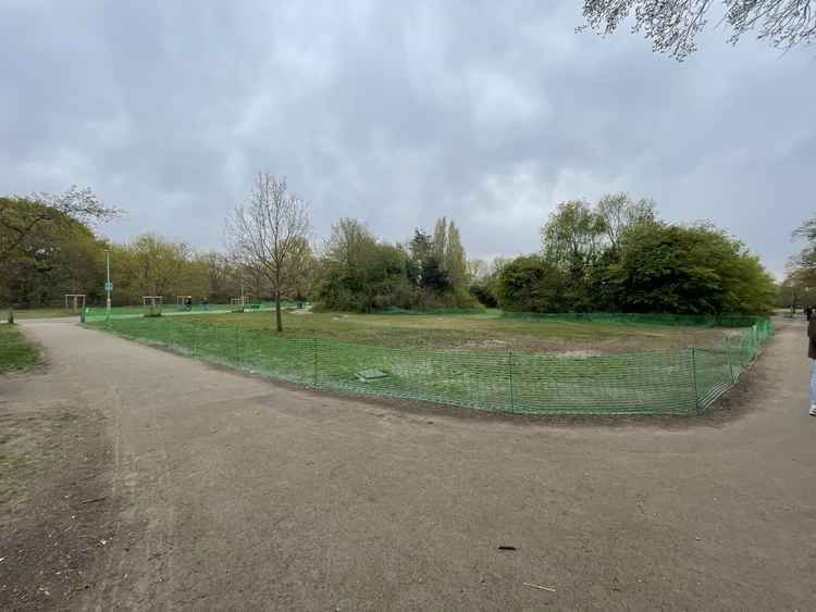 One part of the renovation work in Tooting Common