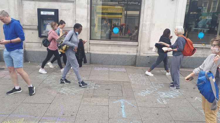 Decorated pavement outside Balham Barclays