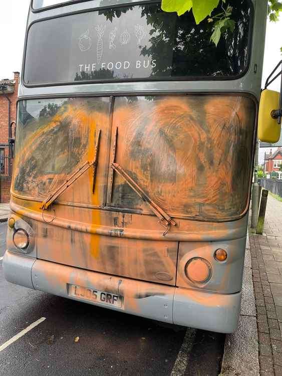 The Food Bus after it was vandalised in late June