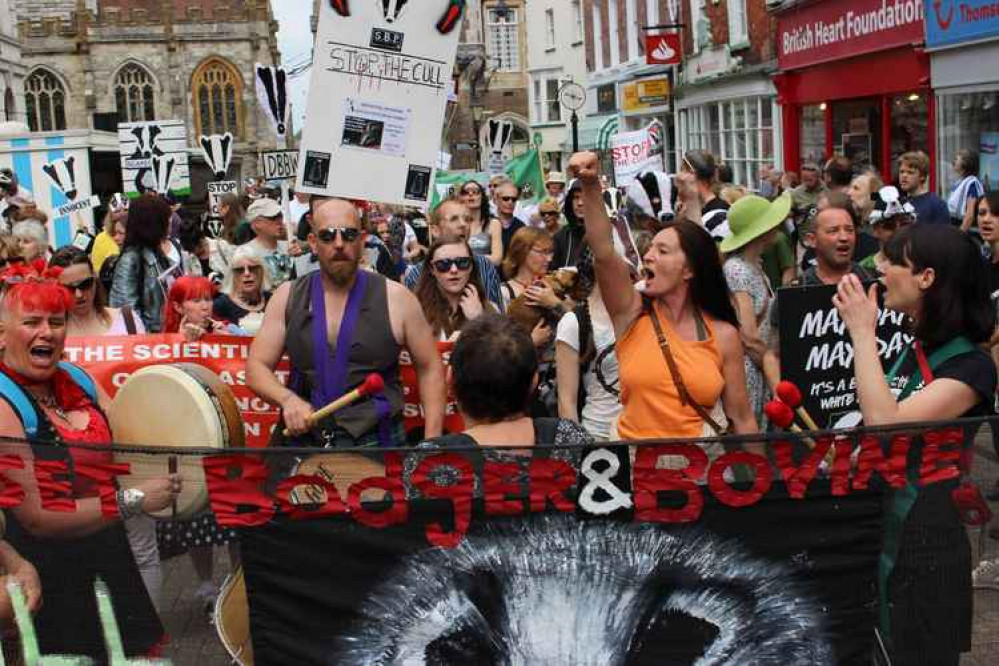 Badger cull protest in Dorchester in May 2014