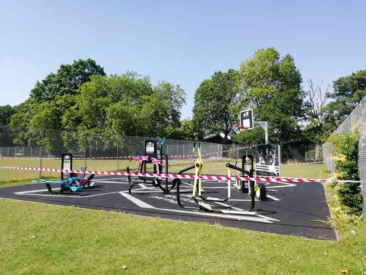 The outdoor gym in Old Deer Park has been taped off - until now