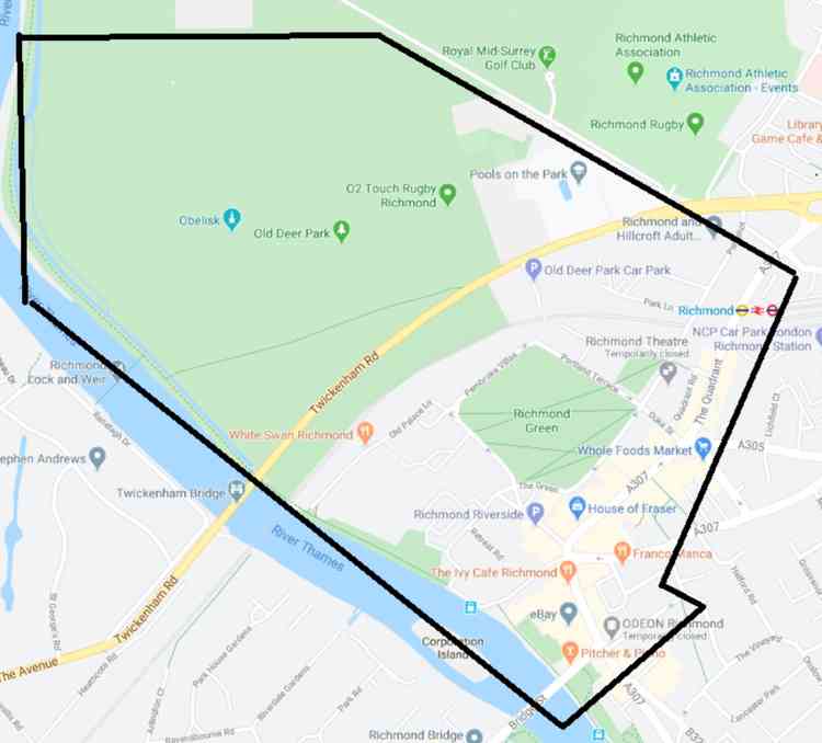 Areas covered by the dispersal zone which remains in place until the evening of July 19