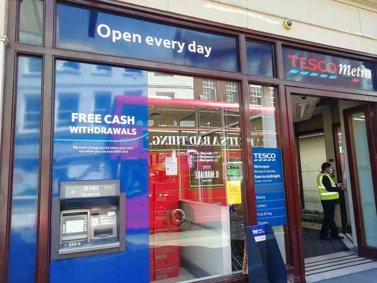 Cash machine outside the supermarket