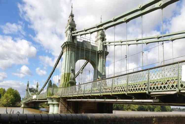 The historic Hammersmith Bridge which was closed to vehicles in April 2019