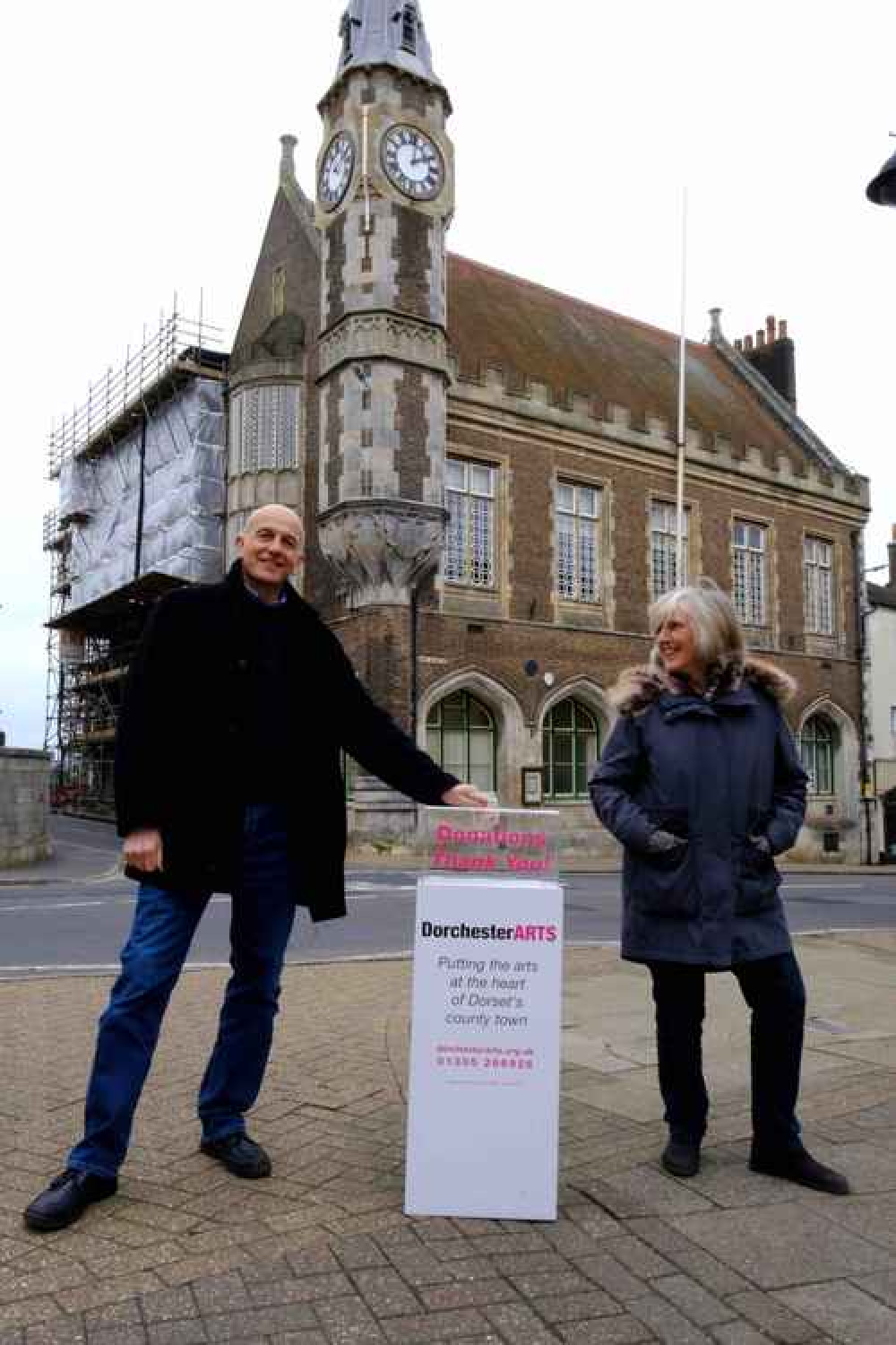 Artistic director Mark Tattersall and Penny Treadwell-Anderson, vice chairman, in front of the Dorchester Corn Exchange Picture: P S Darby