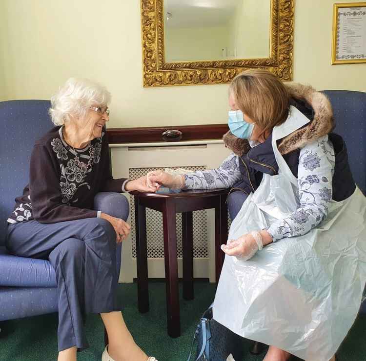 Cheriton Care Home resident Phyllis Holder with daughter Marlene Ottewell