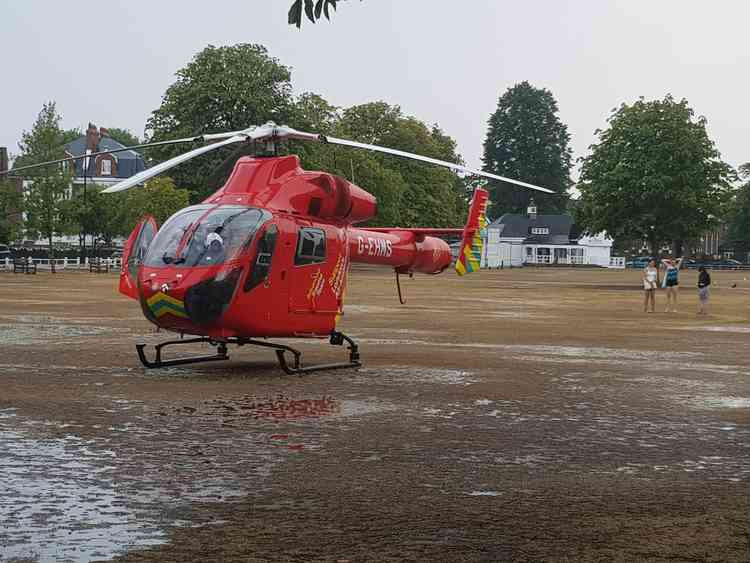 Helicopter on Twickenham Green. Photo by Simon Ridley