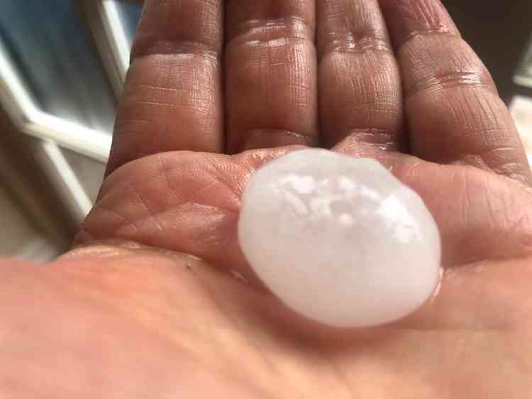 Massive hail stones rained down from the sky