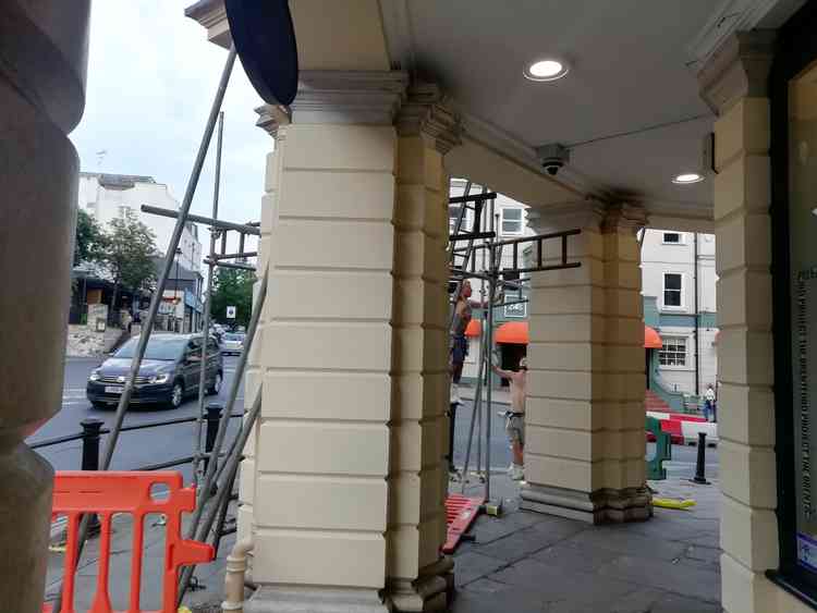 Construction work on the colonnades in Richmond town centre