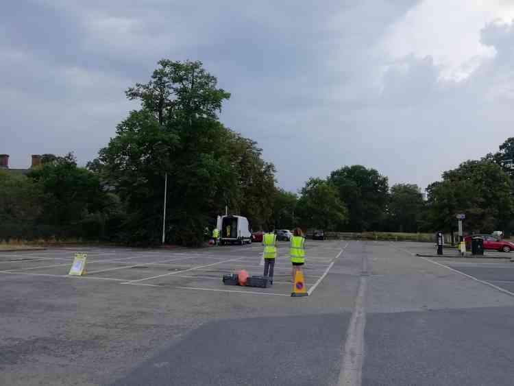 The mobile testing unit in the Old Deer Park car park