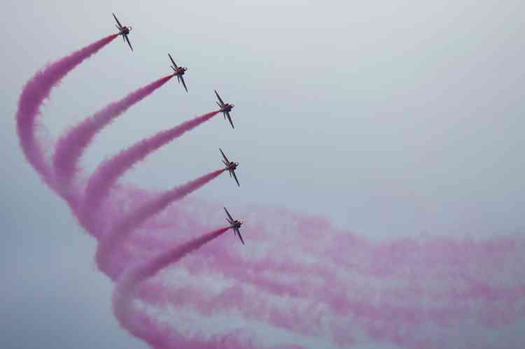 The RAF Red Arrows display team. Photo by Sean Alabaster of Unsplash