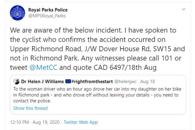 Reports of the collision on Twitter