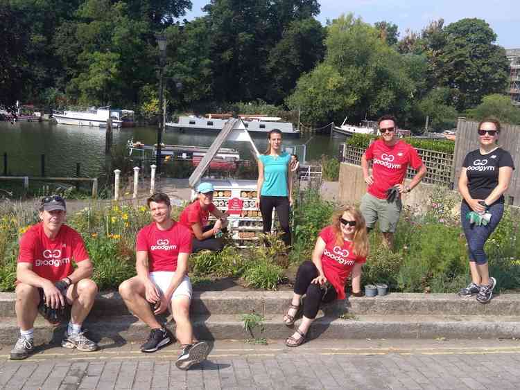 GoodGym Richmond members after completing the insect hotel