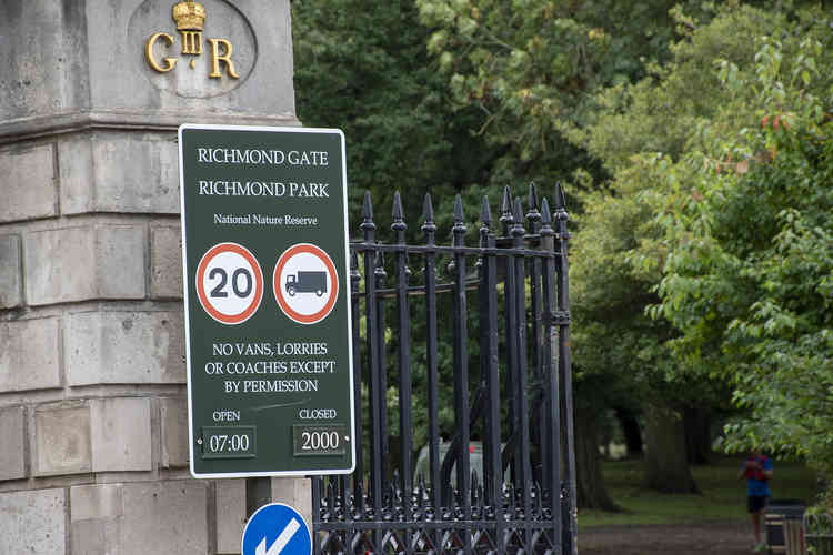 A sign informs motorists of the rules, which have been in place for over 20 years