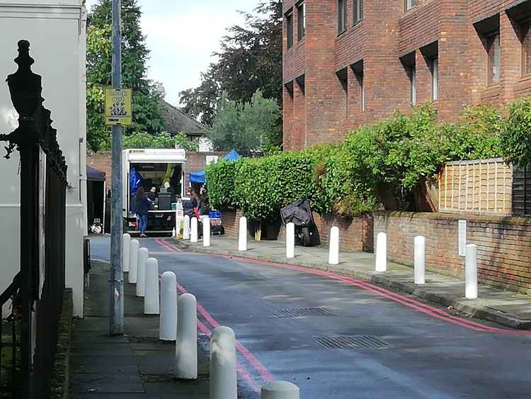 The crew set up in Ryde Place