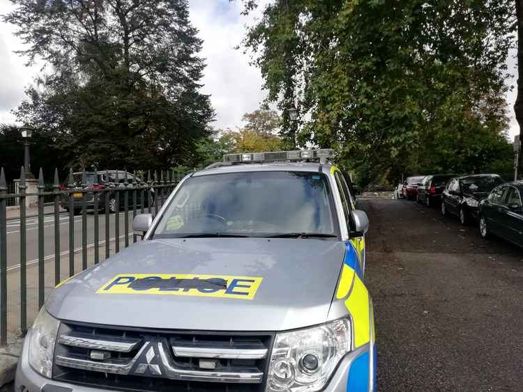 A former police car belonging to the team