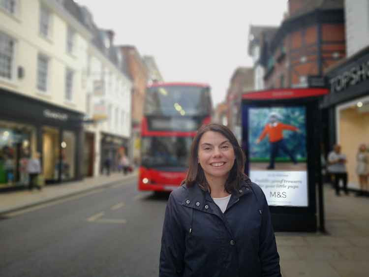 Sarah Olney MP in Richmond town centre