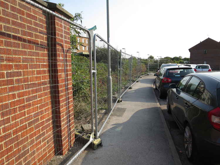 Metal fencing has been at Dorchester South train station since a brick wall collapsed