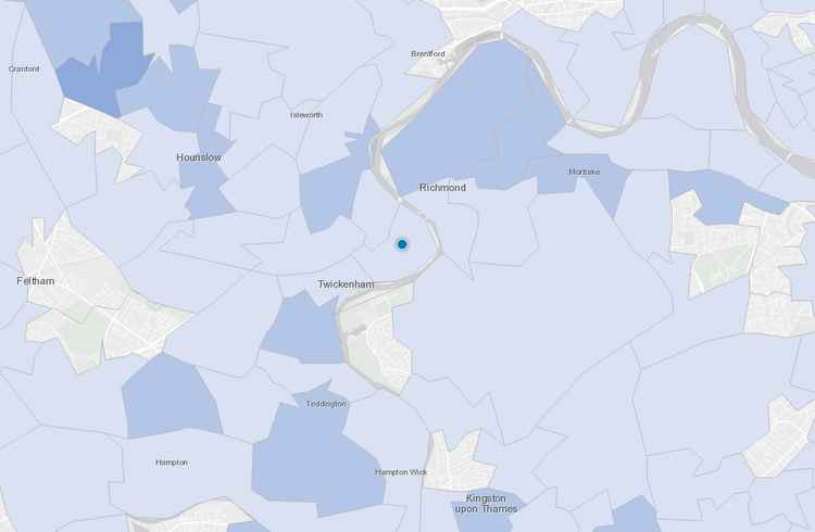 Coronavirus heat map in Richmond upon Thames