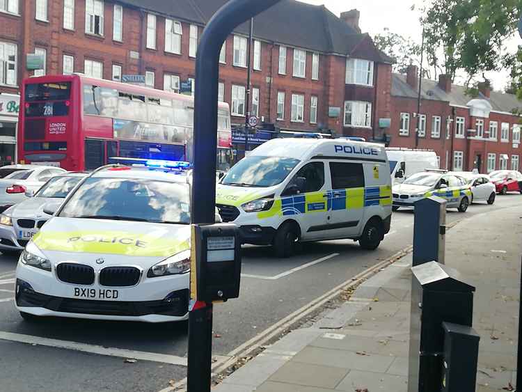 Police cars blocked one lane on Cross Deep where the man was hurt