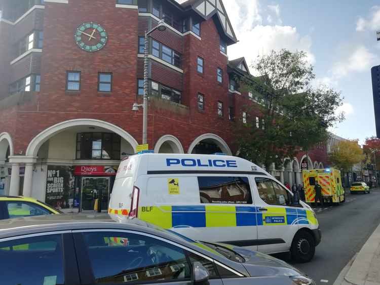 Ambulance and police crews on Heath Road